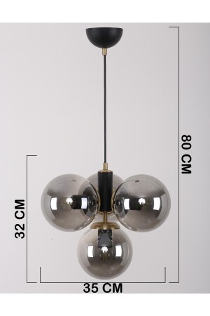 Hector 4-teiliger schwarzer antiker Rauchglas-Kronleuchter 10156301 - 5