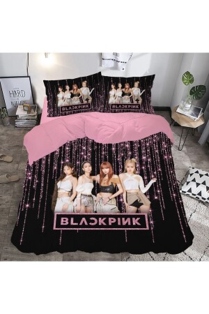 Hediye Nevresim Black Pink Baskılı Çift Kişilik Nevresim Takımı Çarşafsız pink20411 - 1