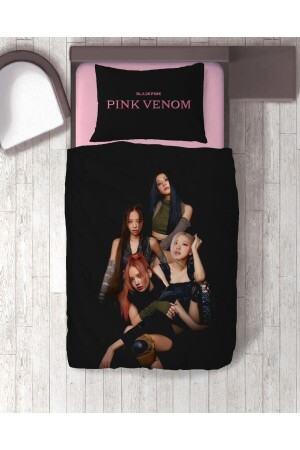 Hediye Nevresim Black Pink Venom 3d Desen Baskılı Tek Kişilik Nevresim Takımı Çarşafsız 12pink201 - 1