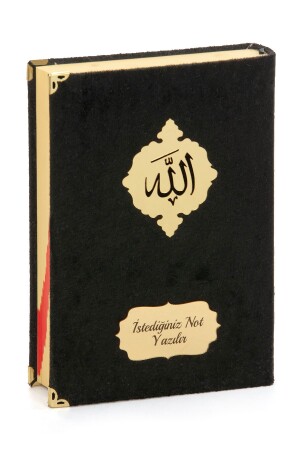 Hediyelik Türkçe Mealli İsme Özel Orta Boy Kadife Kaplı Kuranı Kerim Siyah - Ihvanonline