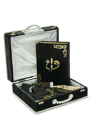 Heiliger Koran-Set, geeignet für das Paket des Bräutigams mit Aufbewahrungsbox, Mitgift-Gebetsteppich-Set, Schwarz, 65 x 120 - 2