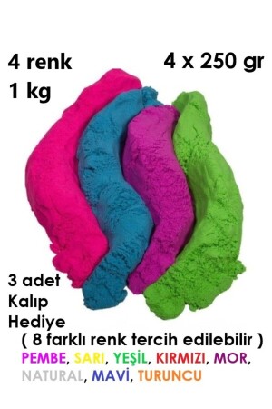 Helden – Kinetischer Spielsand, optional, 4 Farben, 1 kg. (4 x 250 Gr. ) & 3 Sandform-Geschenke - 2