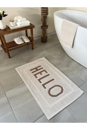 Hello Badematte aus natürlicher Baumwolle, 50 x 80 cm – Beige - 1