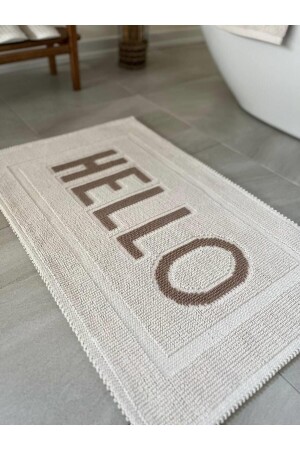 Hello Badematte aus natürlicher Baumwolle, 50 x 80 cm – Beige - 3