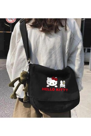 Hello Kitty Baskılı Unisex Siyah Postacı Çantası 19071403 - 2