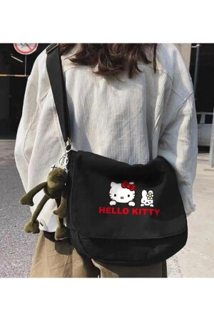 Hello Kitty Baskılı Unisex Siyah Postacı Çantası 44456654565 - 2