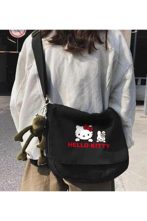 Hello Kitty bedruckte schwarze Unisex-Umhängetasche 44456654565 - 1