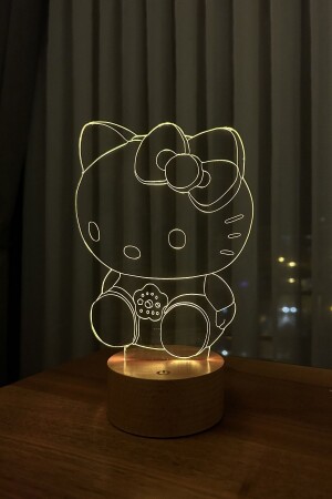 Hello Kitty Led Masa Lambası - Ahşap Taban ILZV-395 - 2