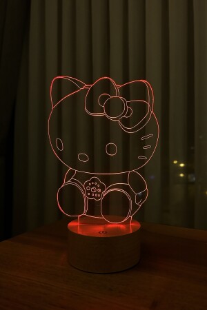 Hello Kitty Led Masa Lambası - Ahşap Taban ILZV-395 - 9