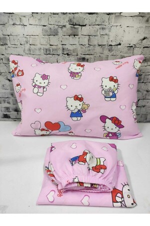 Hello Kitty Pamuklu Kumaş Lastikli Çarşaf Takımı - 1