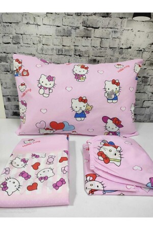 Hello Kitty Pamuklu Kumaş Nevresim Takımı ( Çarşafı Lastikli ) hellokitty-nevresim - 1