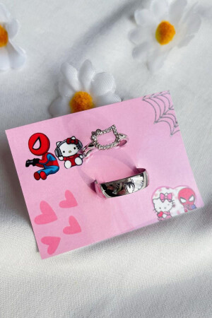 Hello Kitty Spiderman Ayarlanabilir Çift Arkadaşlık Sevgili Yüzük (Ayarlanabilir Yüzük) - 3