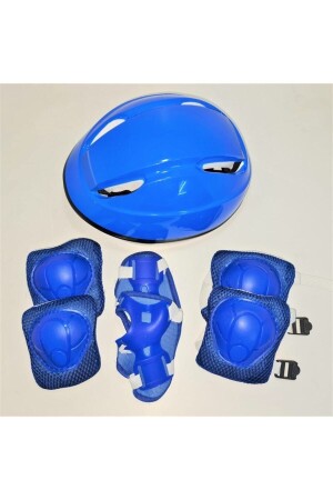 Helm Knieschoner Ellenbogenschoner Handschuh Schutz Kinder Set Blau FSM - 1