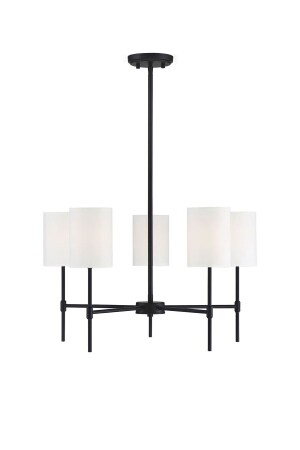 Henna 5-teiliger schwarzer moderner Kronleuchter mit weißem Lampenschirm HENN-SYH-05 - BSA LIGHTING