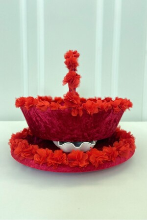 Henna-Tablett – Verlobung – Hochzeit – Versprechen – Henna-Korb – roter Samt, dreidimensionale Laserblume verziert - Zeymerade