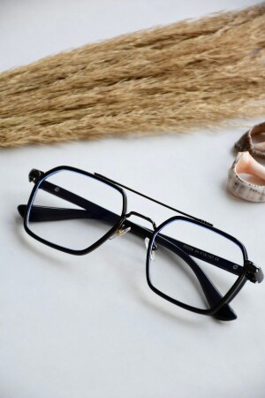 Henry Unisex Schwarz Blau Lichtgeschützt Blau Block Quadrat Rechteck Neue Saison Transparente Brille Lookuphenry - 2