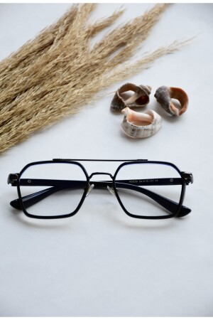 Henry Unisex Schwarz Blau Lichtgeschützt Blau Block Quadrat Rechteck Neue Saison Transparente Brille Lookuphenry - 8