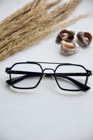 Henry Unisex Schwarz Blau Lichtgeschützt Blau Block Quadrat Rechteck Neue Saison Transparente Brille Lookuphenry - 9