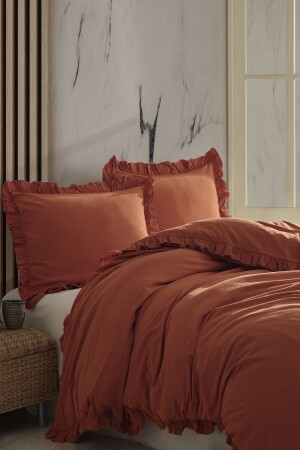 Hermes 100 % Baumwolle Rüschengarn gefärbtes Doppel-Bettbezug-Set 200 x 220 Hrmsckt HRMSCKT - 2