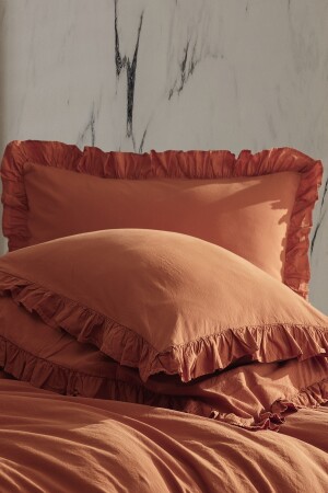 Hermes 100 % Baumwolle Rüschengarn gefärbtes Doppel-Bettbezug-Set 200 x 220 Hrmsckt HRMSCKT - 3