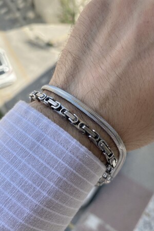 Herren-Armbandkette aus 100 % Stahl, 2er-Set, läuft nicht an, verblasst nicht, rostet nicht, verblasst nicht - 2