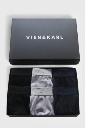 Herren-Boxershorts aus einfarbigem Lycra in Schwarz, Grau, Marineblau, 6 Stück, BXVK06 - 1