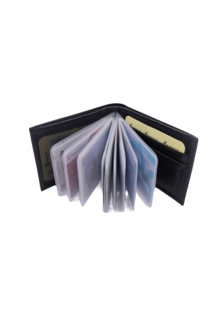 Herren-Geldbörse aus echtem Leder mit transparentem Kartenhalter und Kartenetui LDKCY - 2