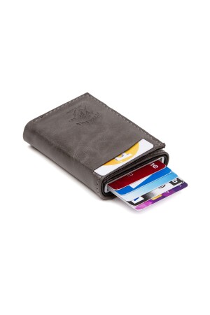 Herren-Geldbörse aus Leder mit Aluminiummechanismus, verschiebbarem Kartenhalter und Papiergeldfach (7,5 x 10 cm) nwp5470sunmek - 4