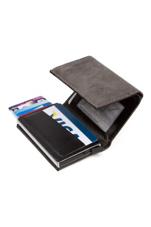 Herren-Geldbörse aus Leder mit Aluminiummechanismus, verschiebbarem Kartenhalter und Papiergeldfach (7,5 x 10 cm) nwp5470sunmek - 6