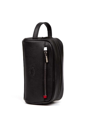 Herren-Handtasche aus schwarzem veganem Leder für die persönliche Rasur, Kosmetik, Reisepflege, Handtasche zeynpolo0035 - 2