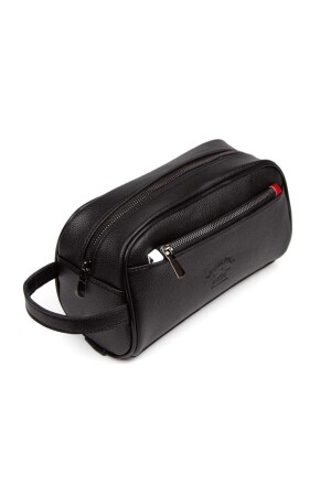 Herren-Handtasche aus schwarzem veganem Leder für die persönliche Rasur, Kosmetik, Reisepflege, Handtasche zeynpolo0035 - 5