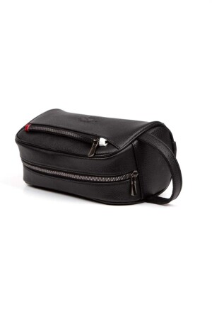 Herren-Handtasche aus schwarzem veganem Leder für die persönliche Rasur, Kosmetik, Reisepflege, Handtasche zeynpolo0035 - 6