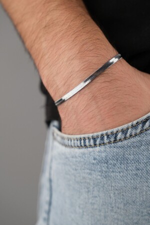 Herren-Lederarmband mit Stahlschloss verblasst nicht - 2