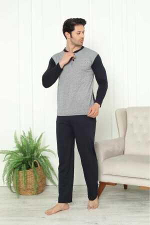 Herren-Pyjama-Set aus 100 % Baumwolle, Jacquard-Single-Jersey - 1