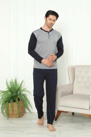 Herren-Pyjama-Set aus 100 % Baumwolle, Jacquard-Single-Jersey - 2