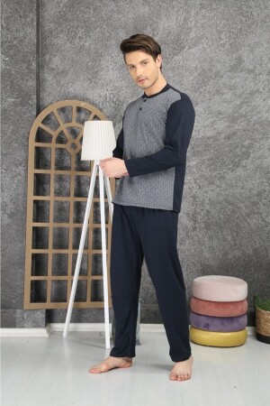 Herren-Pyjama-Set aus Single-Jersey-Jacquard aus 100 % Baumwolle 1001 TYC00418888629 - 2