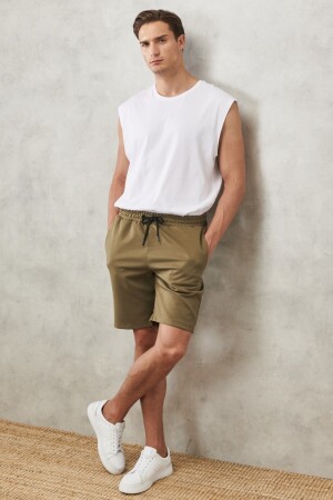 Herren-Shorts aus Khaki mit Standard-Passform, täglich, bequem, sportlich, gestrickt, 4A9521200002 - 1