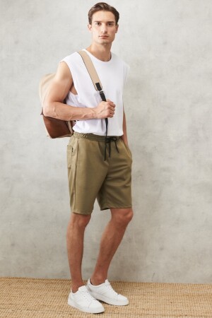 Herren-Shorts aus Khaki mit Standard-Passform, täglich, bequem, sportlich, gestrickt, 4A9521200002 - 2