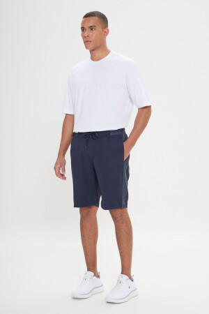 Herren-Shorts in Marineblau mit Standard-Passform und normalem Schnitt, lässige Strickshorts 4A9522200005 - 2