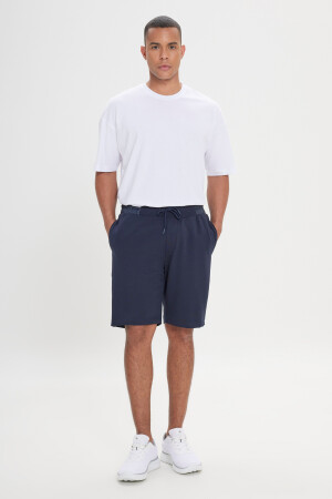 Herren-Shorts in Marineblau mit Standard-Passform und normalem Schnitt, lässige Strickshorts 4A9522200005 - 3