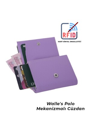 Herren- und Damen-2-Lite-Leder-Geldbörsen in Schwarz-Lila mit Automatikmechanismus und Papiergeldfach-Kartenhalter cym5 - 7