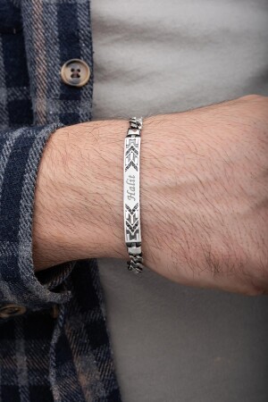 Herrenarmband aus 925er Silber mit Namenssteinplatte - 5