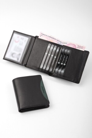 Herrenbrieftasche aus echtem Leder 13660-schwarz-grün 13660R0219 - 2