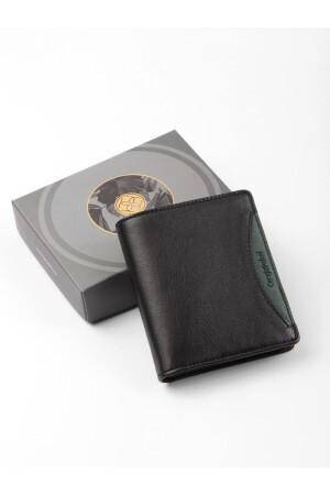 Herrenbrieftasche aus echtem Leder 13660-schwarz-grün 13660R0219 - 8