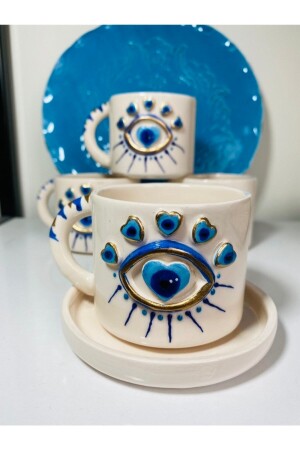 Herz-Auge-handgemachtes Geschenk-Keramik-Kaffeetasse 113311221122114433221144455 - 4