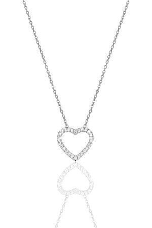 Herz-Halskette aus Rhodium und Zirkonsteinen aus Silber SGTL11723 - 2