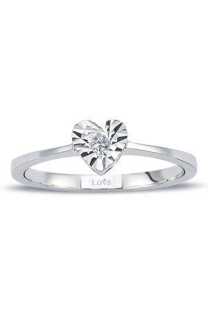 Herz-Solitärring mit weißem Diamant für Damen - 2