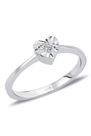 Herz-Solitärring mit weißem Diamant für Damen - 4