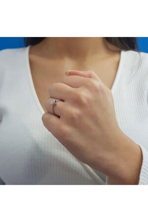 Herz-Solitärring mit weißem Diamant für Damen - 6