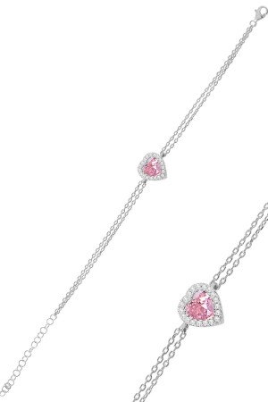 Herzarmband mit Silber-Rhodium- und rosa Stein- und Diamantfassung - 1